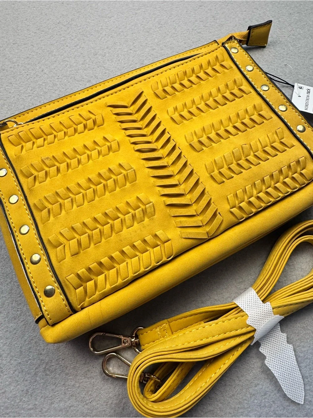 Nordstrom Yellow Woven-Detail Crossbody Bag